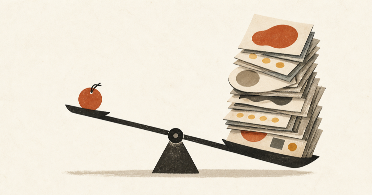 Flat editorial illustration of a seesaw tipped hard by a tall stack of cash on one side against a single small coin on the other