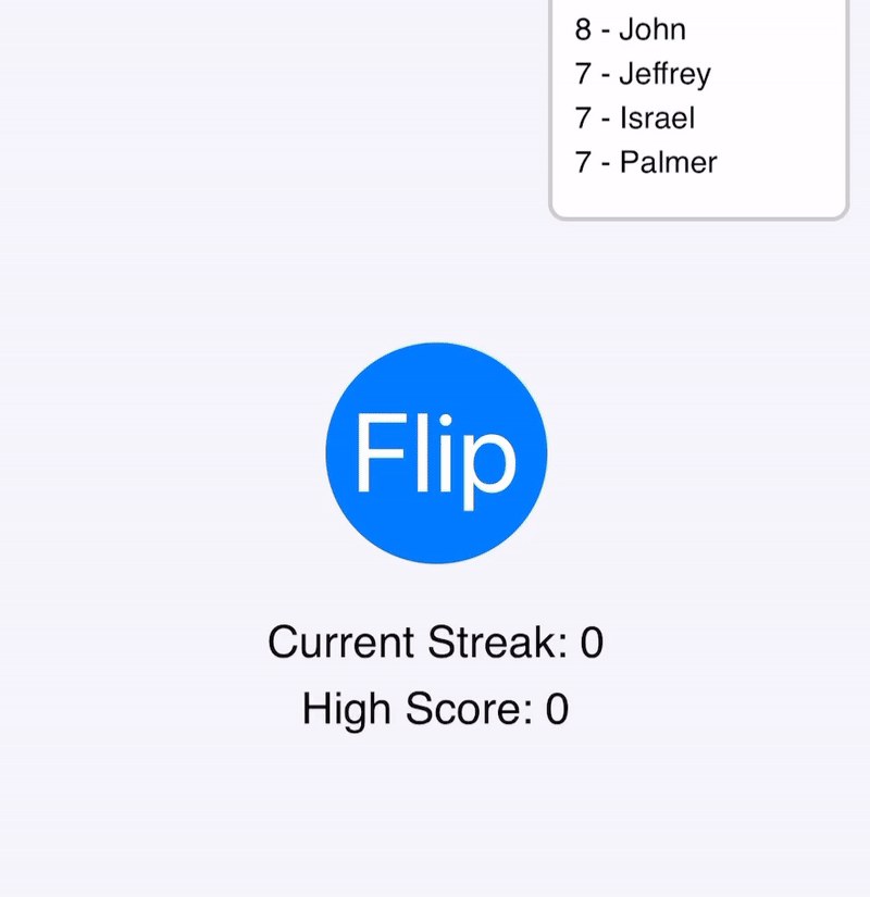 The Heads or Tails coin-flip game